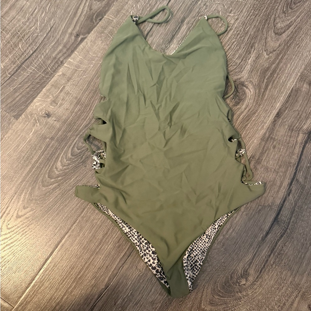 Acacia Swimwear Khaki Cutout One-Piece